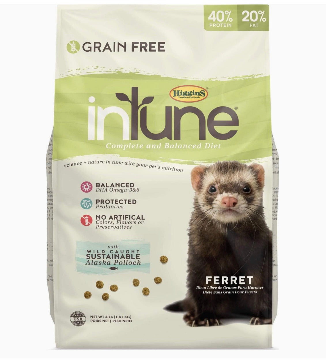 Alimento Premium Libre de Granos para Hurones-Higgins InTune Ferret